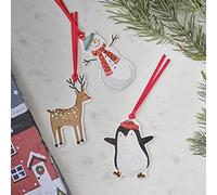 Ginger Ray Christmas Wrapping Paper Tags Character Kit with Snowman, Reindeer and Penguin, Pack of 9, MLC-154