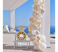 Ginger Ray Cream, Grey and Confetti Engagement Party Balloon Arch Kit Including Ring Decorations & Heart Shaped Balloons 70 Pcs