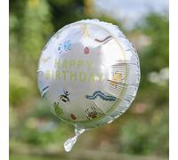 Ginger Ray Creepy Crawly Bugs Round Foil 'Happy Balloon Kids Birthday Party Decoration 18", Multicoloured
