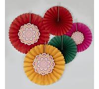 Ginger Ray Diwali Paper Fan Party Decorations, Pack of 5