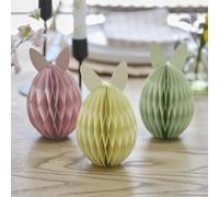 Ginger Ray Easter Bunny Shaped Paper Pastel Honeycomb Decorations for The Table, 3 Pack