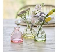 Ginger Ray Easter Coloured Glass Bud Vases for Flowers Pink, Yellow & Green Decorations 3 Pack