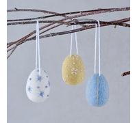 Ginger Ray Easter Tree Decoration, Egg-Shaped Embroidered Felt Tree Decorations, Set of 3 - Easter Hanging Décor