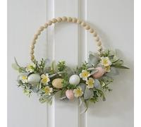 Ginger Ray Easter Wooden Bead and Spring Foliage Wreath Hanging Decoration 40cm x 40cm