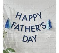 Ginger Ray Eco Bunting Best Dad Ever Happy Father's Day Decoration Banner, Blue