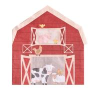 Ginger Ray Eco-Friendly Barn Shaped Farm Themed Birthday Paper Party Napkins Pack of 16, Red