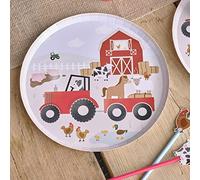 Ginger Ray Eco-Friendly Farm Themed Birthday Party Animals Paper Party Plates Pack of 8, 25 centimeters