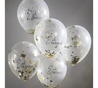 Ginger Ray Eid Mubarak Confetti 12" Latex Party Balloons Decoration - 5 Pack