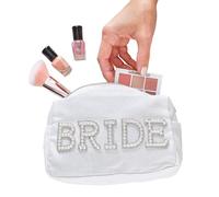 Ginger Ray Embellished Faux Pearls 'Bride' Make-up Cosmetic Bag Hen Party Accessory 20cm x 12cm
