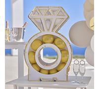 Ginger Ray Engagement Party Centrepiece Ring Mosaic Stand Decoration Including 10 White 20 Gold Balloons, 76cm (H) x 49cm (W)