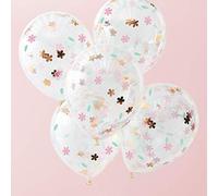 Ginger Ray Floral Clear Confetti Balloons Party Decoration x5 pack Girls Hen Wedding - Ditsy Floral