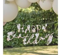 Ginger Ray Floral 'Happy Birthday' Letter Banner Garland Bunting Hanging Decoration 1.5m, Pastel