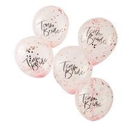 Ginger Ray Floral Hen Party Confetti Filled Decorative Balloons Pink 5 Pack, Multicolour