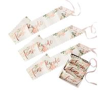 Ginger Ray Floral Hen Party Rose Gold Foiled Team Bride Sashes 6 Pack