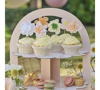 Ginger Ray Floral Pastel Crepe Paper Cupcake Toppers Picks Assorted Flowers 12 Pack