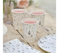 Ginger Ray Floral Printed Team Bride Paper Cups Hen Party Tableware 8 Pack, Multicoloured