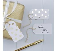 Ginger Ray Foiled Gold Polka Dot Luggage Gift Tags 10 Pack, Paper, 1 Cubic_inches