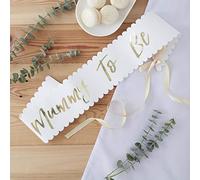 Ginger Ray Foiled Mother to Be Baby Shower Sash Decoration, White and Gold