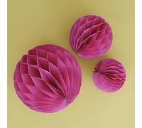 Ginger Ray Fuchsia Hanging Honeycomb Paper Party Decorations 3 Pack