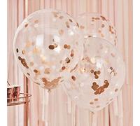 Ginger Ray Giant Rose Gold and Blush Large Confetti Party Balloons 3 Pack Mix
