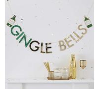 Ginger Ray Gingle Bells Christmas Gin Party Decoration Hanging Bunting 2m - Gold Glitter