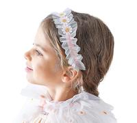 Ginger Ray Girls Embroidered Daisy Headdress with White Tulle for Birthdays & Costume Parties One Size