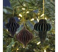 Ginger Ray Glitter Edge Honeycomb Hanging Christmas Tree Decorations 3 Pack