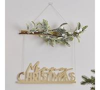 Ginger Ray Gold Acrylic Merry Christmas Hanging Decoration with Mistletoe
