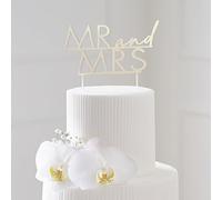 Ginger Ray Gold Acrylic Mr and Mrs Cake Topper, Gold