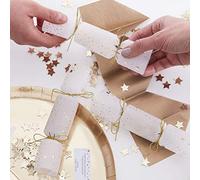 Ginger Ray Gold Confetti Filled Christmas Party Crackers 10 Pack