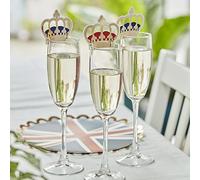 Ginger Ray Gold Crown Coronation Party Glass Topper Decorations - 10 Pack