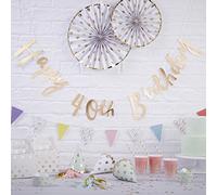 Ginger Ray Gold Designer Happy 40th Bunting Banner Decoration Pick and Mix