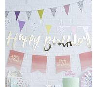 Ginger Ray Gold Designer Happy Birthday Bunting Banner Decoration Pick & Mix