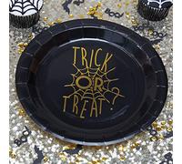 Ginger Ray Gold Foiled Halloween Party Paper Plates x8 - Trick Or Treat