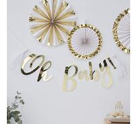 Ginger Ray Gold Foiled Oh Baby! Baby Shower Decoration Bunting - Oh Baby!