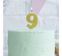 Ginger Ray Gold Glitter 9 Number Party Cake Candle - Pick And Mix
