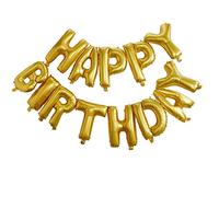 Ginger Ray Gold Happy Birthday Foiled Balloon Bunting Party Decoration No Helium Needed, Multicolour