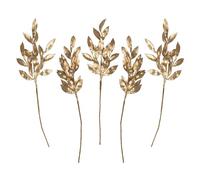 Ginger Ray Gold Leaf Stem Artificial Foliage Decoration Pack of 5, 30cm