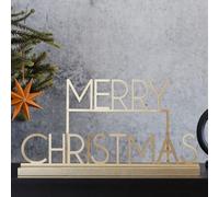 Ginger Ray Gold Metal 'Merry Christmas' Sign Tabletop Fireplace Decoration