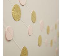 Ginger Ray Gold Sparkle and Pastel Pink Wedding Party Circle Garland Bunting Perfection, Paper, Mixed