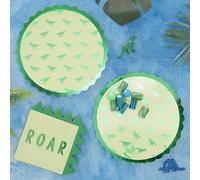 Ginger Ray Green Dinosaur Boys Kids Paper Party Plates 8 Pack Roarsome