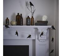 Ginger Ray Halloween Black Crow Wooden Bunting with LED Lights Hanging Party Decoration