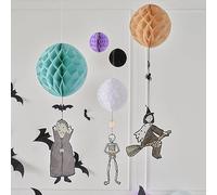 Ginger Ray Halloween Hanging Paper Honeycomb Party Decorations with Characters 5 Pack