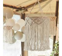Ginger Ray 'A Touch of Pampas' Hand-Crafted Macramé Chandelier-40cm x 25cm, White