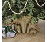 Ginger Ray Handmade Contemporary Bamboo Wooden Christmas Tree Skirt, 32cm x 50cm