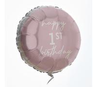 Ginger Ray 'Happy 1st Birthday' Pink Round Foil Balloon Party Decoration 18"