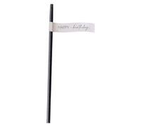 Ginger Ray Happy Birthday Black and Taupe Paper Party Straws Pack of 16