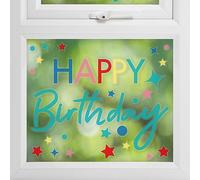Ginger Ray Happy Birthday Rainbow Party Window Sticker, Brights