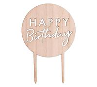 Ginger Ray Happy Birthday Wooden Eco Reuseable Cake Topper Decoration