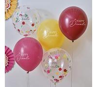 Ginger Ray Happy Diwali Multicolour Latex Party Balloons Pack of 5